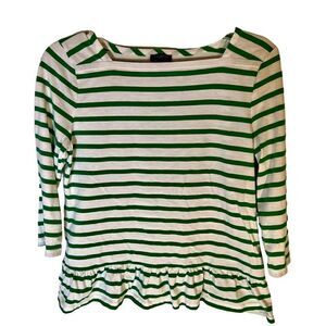 Talbots Womens White Green Stripes Peplum Sz M Worn By Actress On TV Show